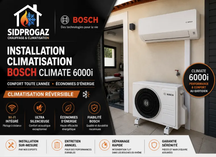 Climatisation Bosch à Marseille et Aix-en-Provence : confort, économies d’énergie et fiabilité avec SIDPROGAZ, Marseille, SIDPROGAZ